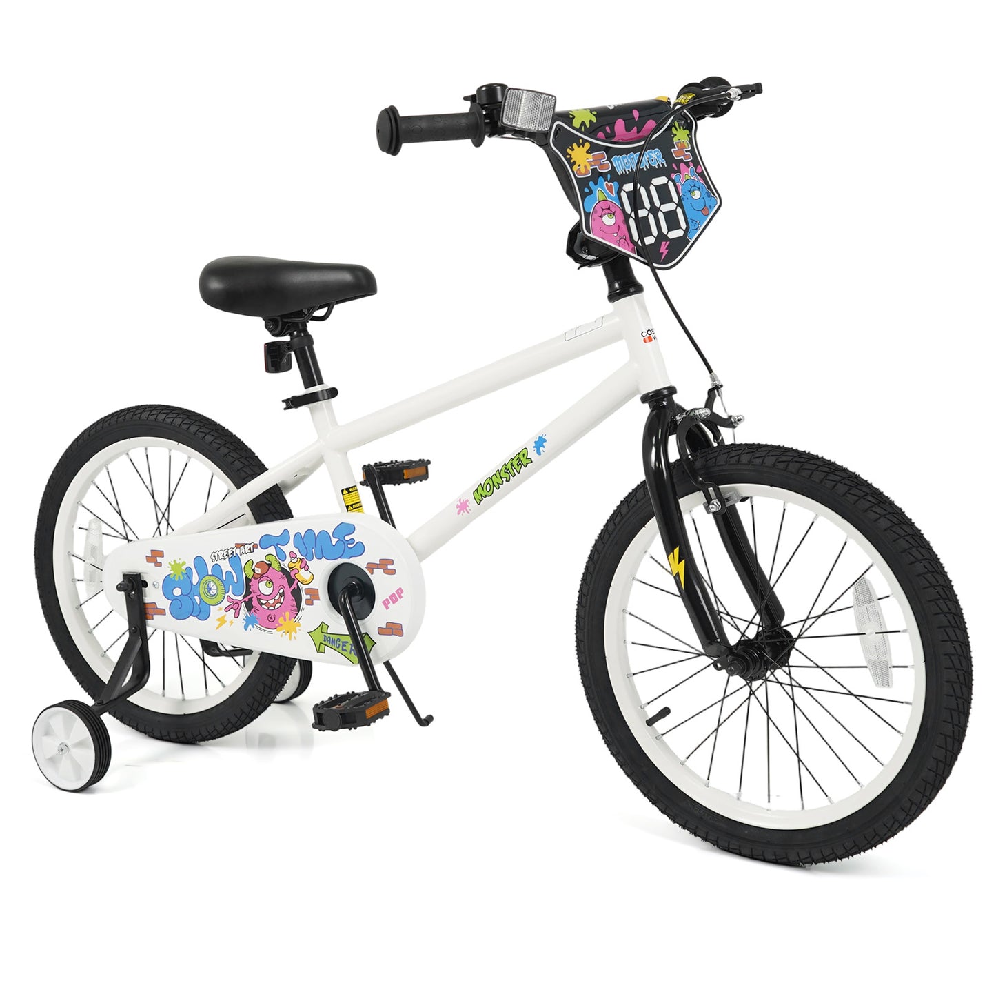 Kids Bike with Training Wheels 12-18 Inch White