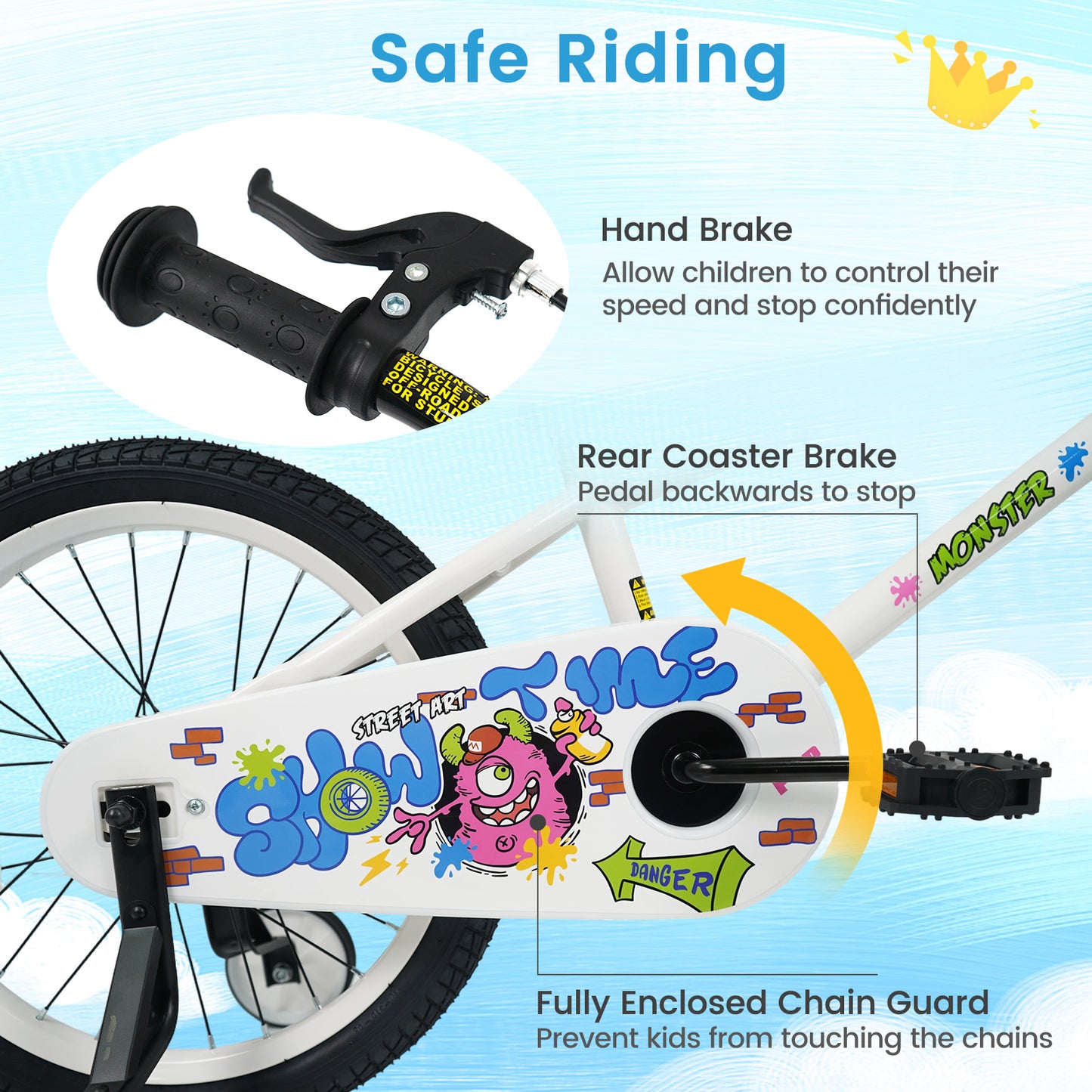 Kids Bike with Training Wheels 12-18 Inch White