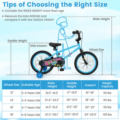 Kids Bike 16 Inch with Training Wheels Ages 4-7