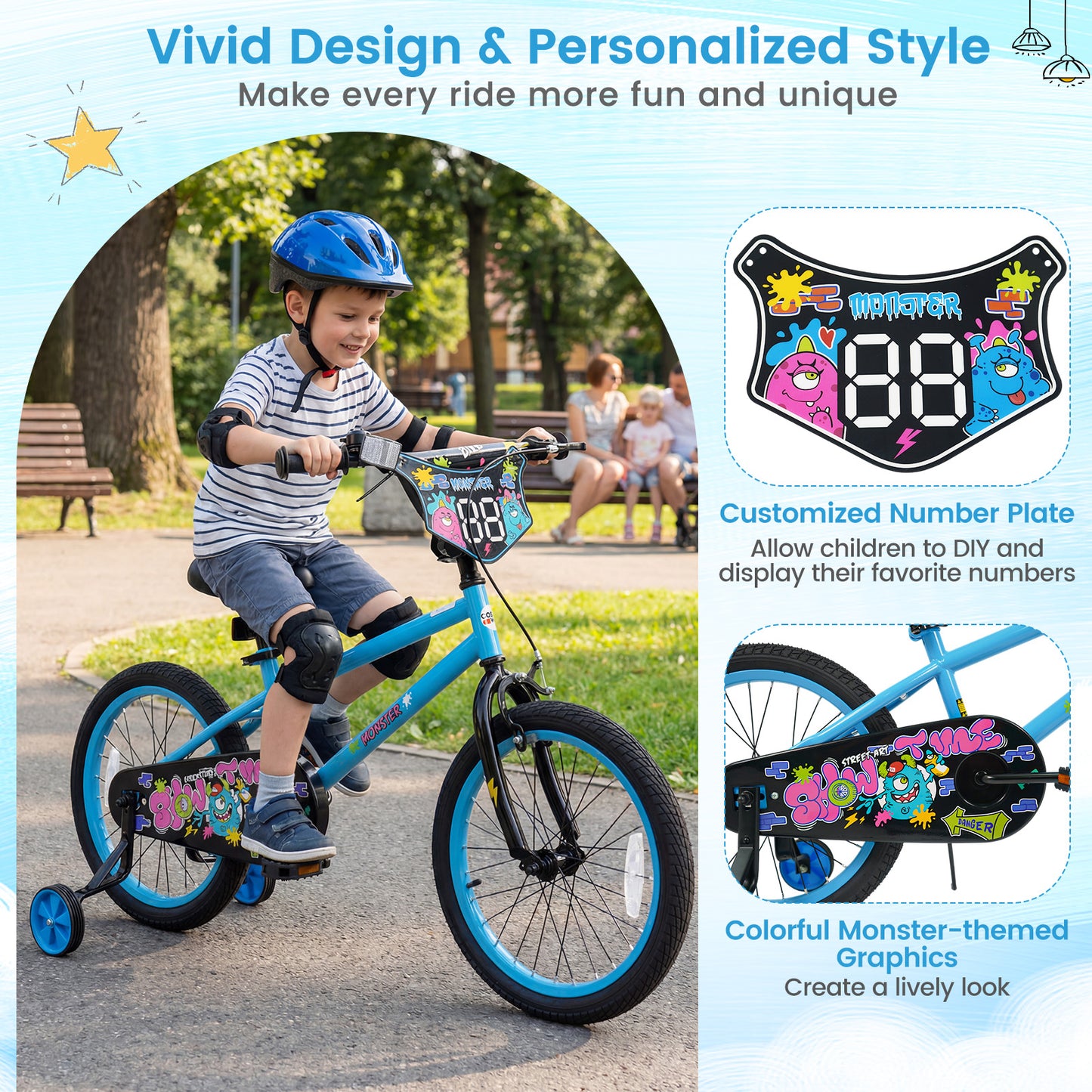 Kids Bike 16 Inch with Training Wheels Ages 4-7