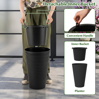 18-Inch Tall Planter Pot Set of 2 with Drainage and Handles