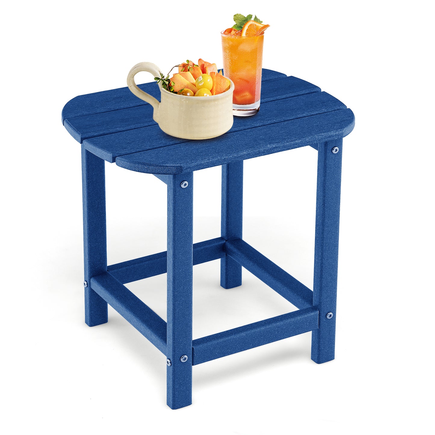 18 Inch Weather Resistant Side Table for Garden Yard Patio-Black - Navy