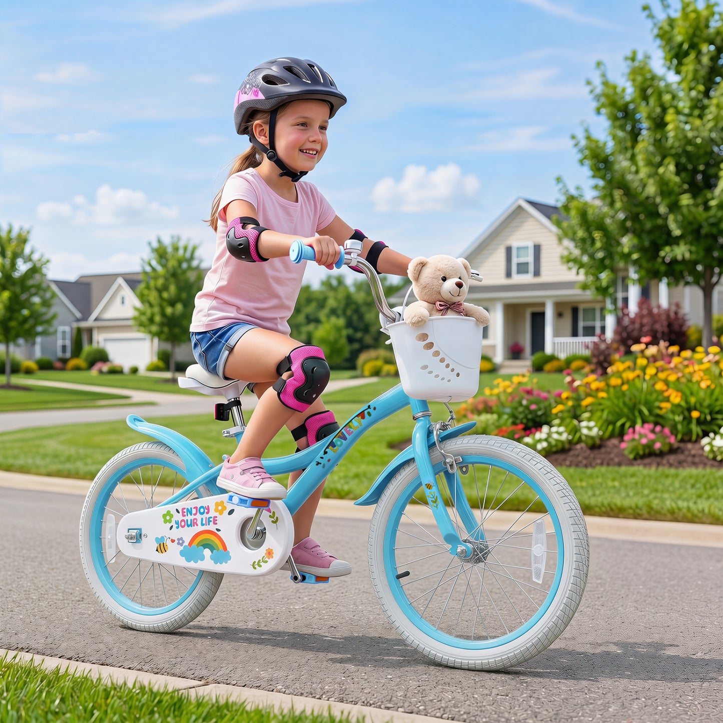 Girls Bike 12-18 Inch with Training Wheels and Basket