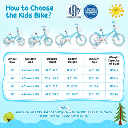 Girls Bike 12-18 Inch with Training Wheels and Basket