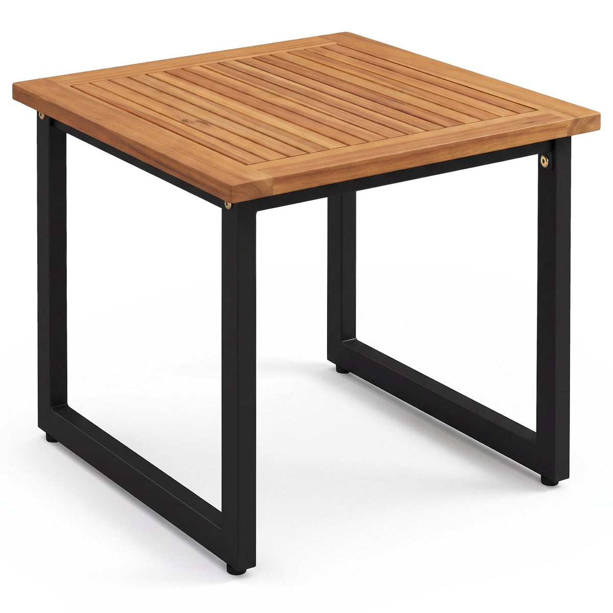 18 Inches Square Acacia Wood Patio Side Table Outdoor End Table with Slatted Top