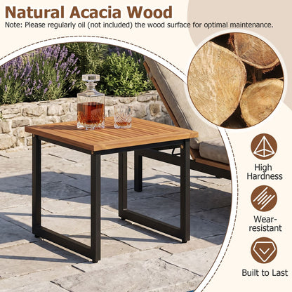 18 Inches Square Acacia Wood Patio Side Table Outdoor End Table with Slatted Top