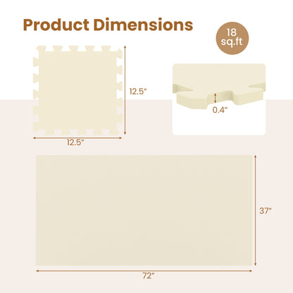 Interlocking EVA Foam Floor Tiles 18-Pack with Borders