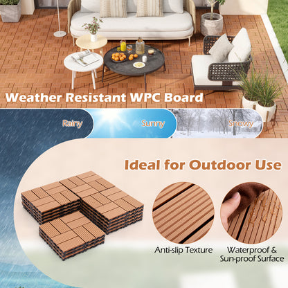18 Pieces 12 x 12 Inch All Weather Interlocking Deck Tiles