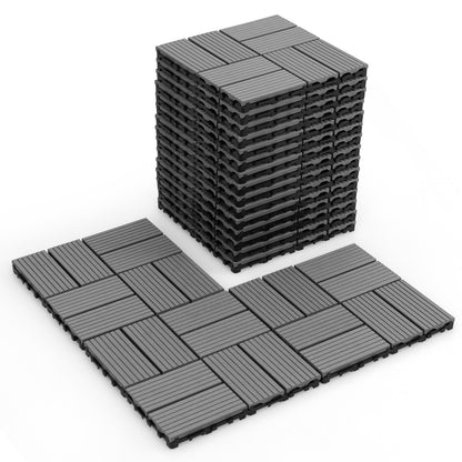18 Pieces 12 x 12 Inch All Weather Interlocking Deck Tiles-Brown - Gray