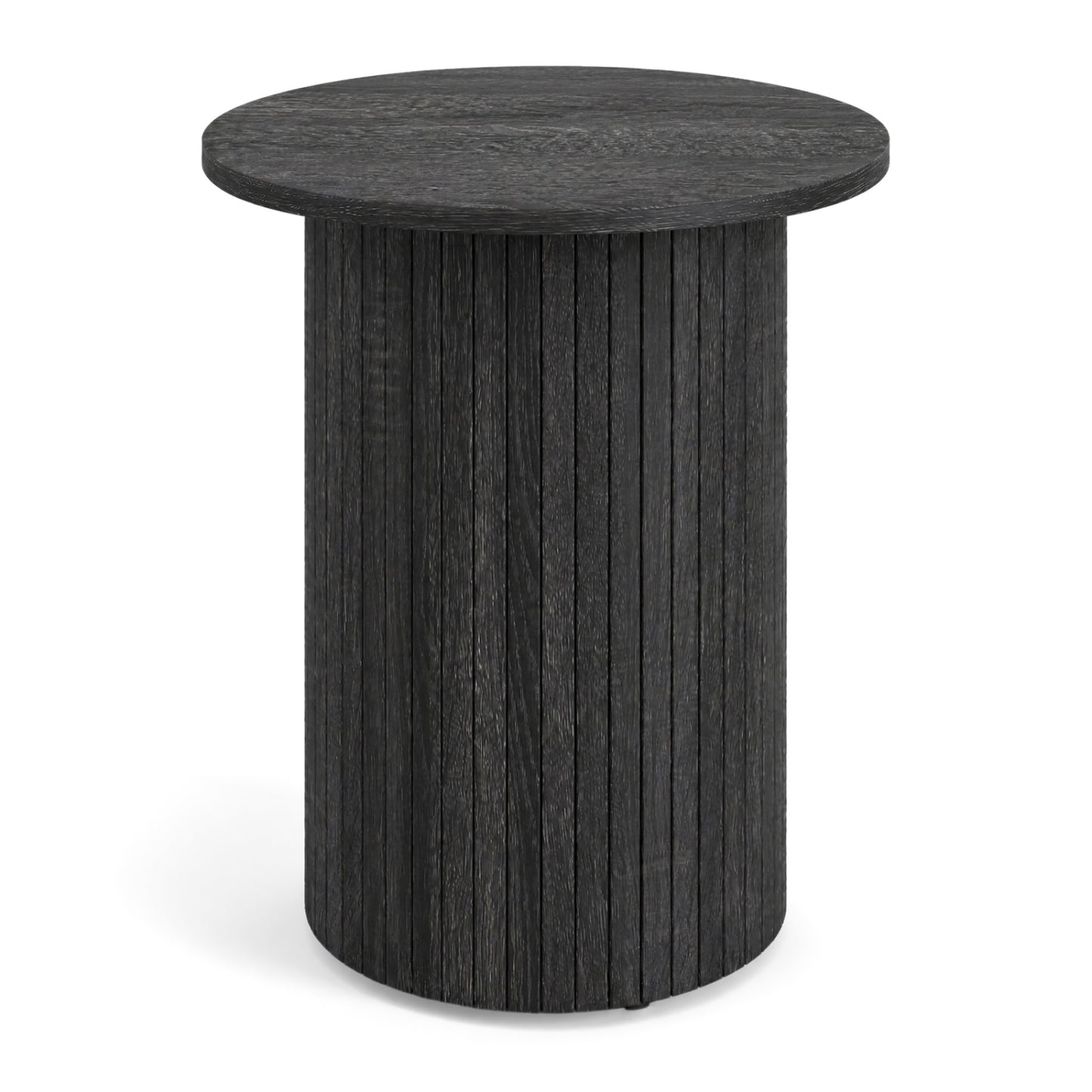 18" Round Fluted Side Table with Pedestal Drum Base