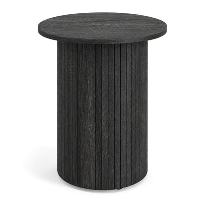 18" Round Fluted Side Table with Pedestal Drum Base