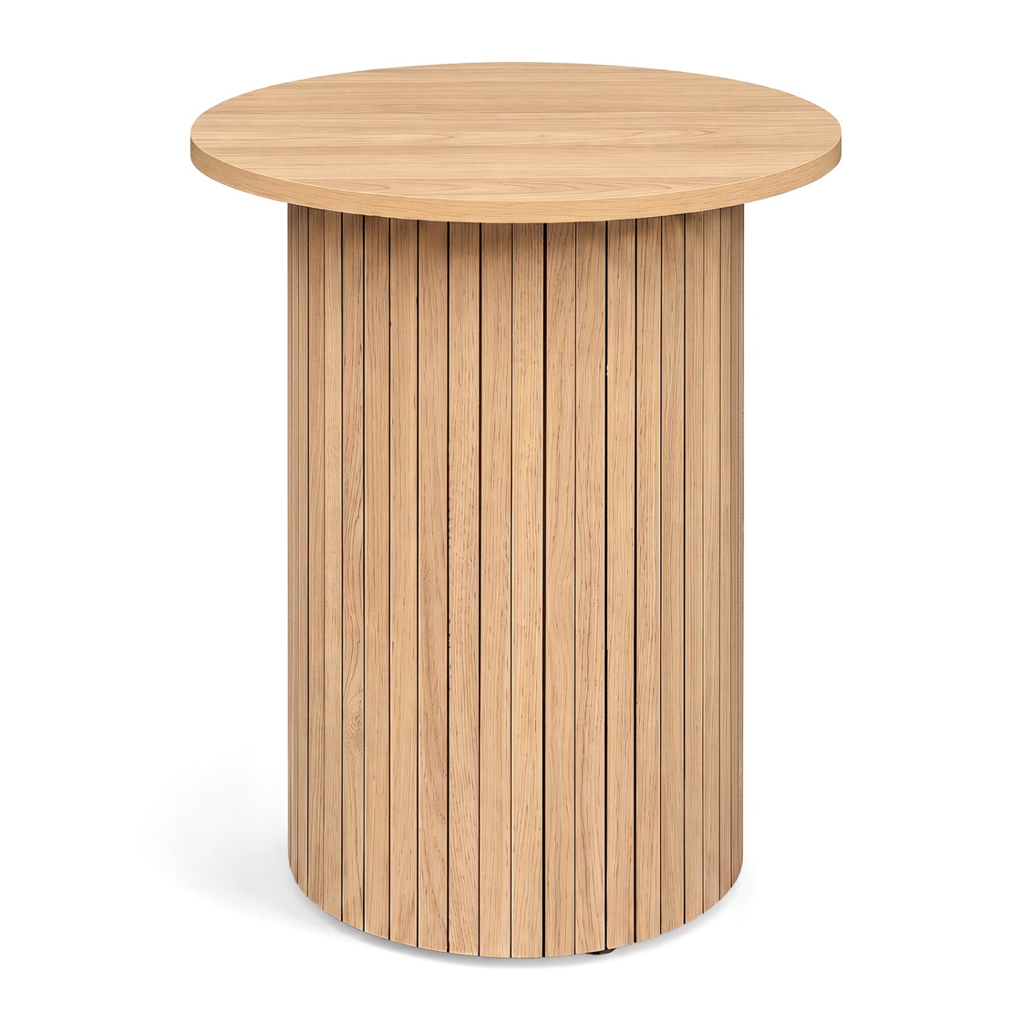 18" Round Fluted Side Table with Pedestal Drum Base