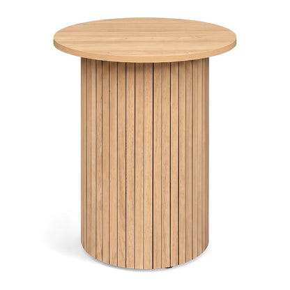 18" Round Fluted Side Table with Pedestal Drum Base