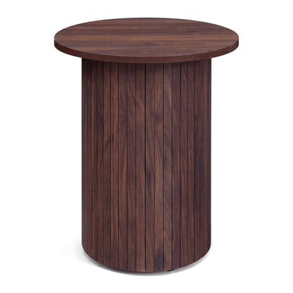 18" Round Fluted Side Table with Pedestal Drum Base