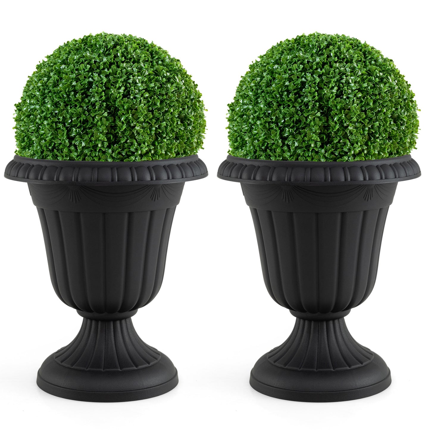 18-Inch Tall Urn Planters Set of 2 with Pedestal Base