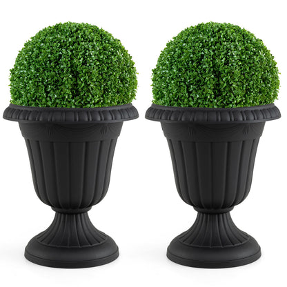 18-Inch Tall Urn Planters Set of 2 with Pedestal Base
