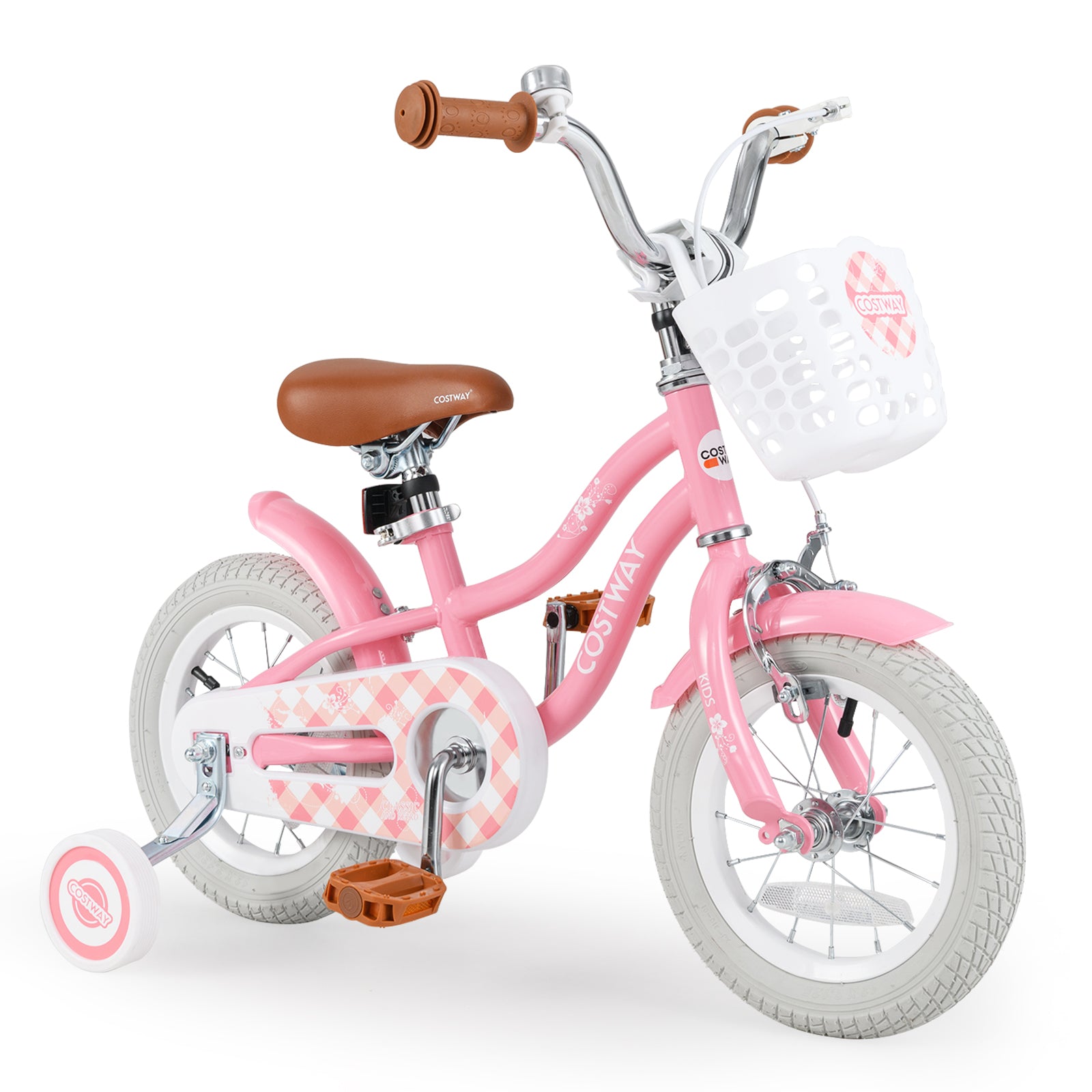 18 Inch Kids Bike with Training Wheels and Basket for Boys Girls 4-8 Years Old-18 inches - 18 Inches