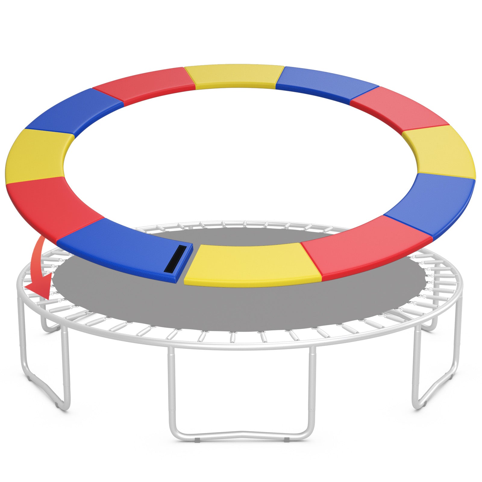 8-16 FT Trampoline Pad Replacement Safety Pad with Fixing Straps (Multicolor)-14 ft