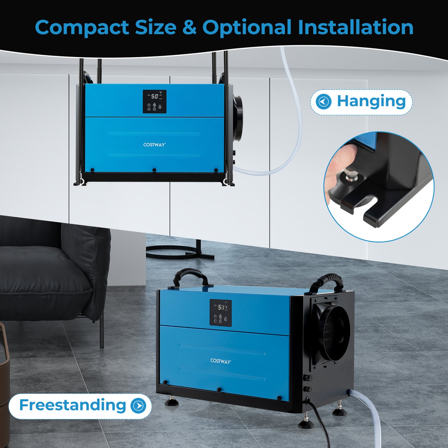 192 Pint Crawl Space Dehumidifier with 3 Modes and 24H Timer-Blue