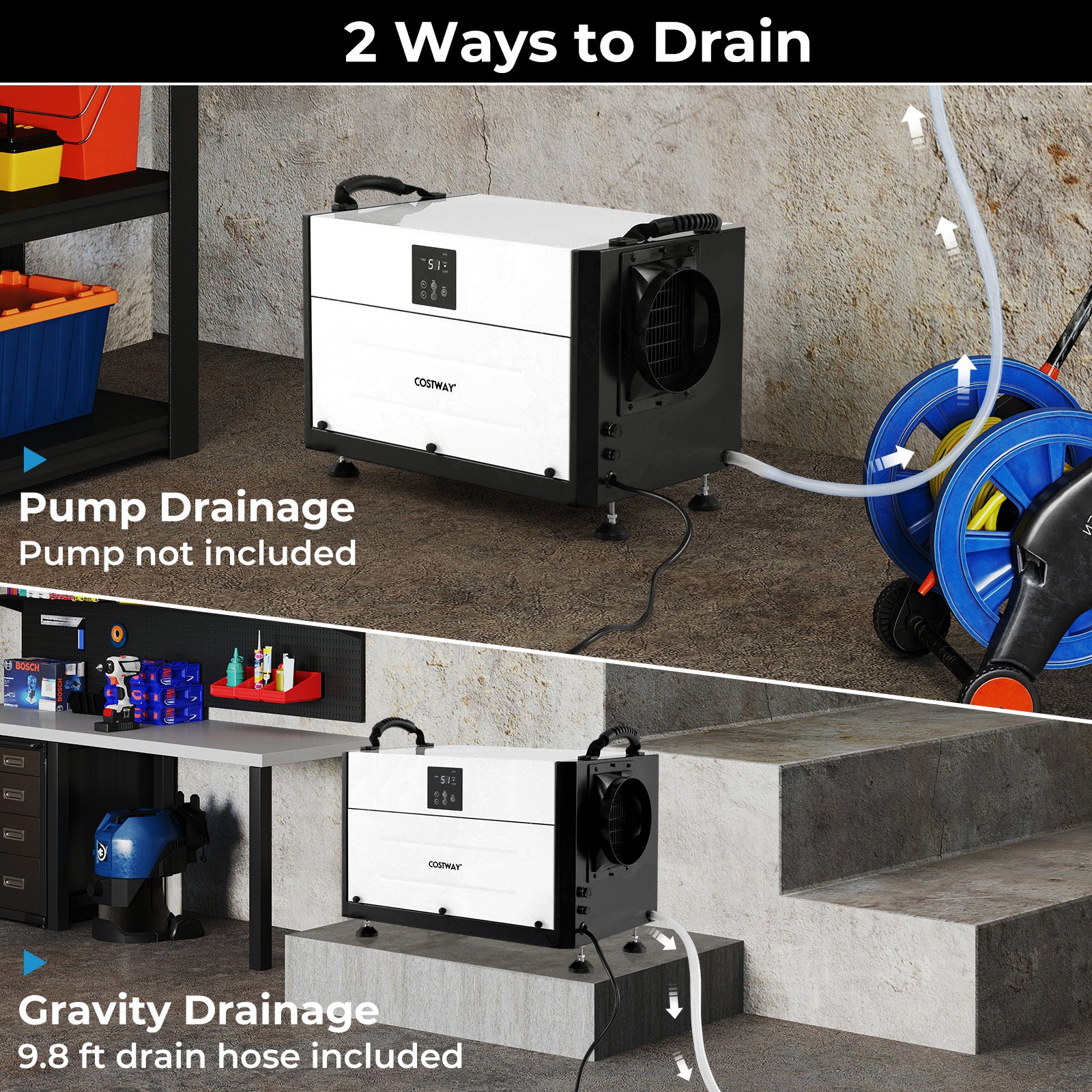 192 Pint Crawl Space Dehumidifier with 3 Modes and 24H Timer-White