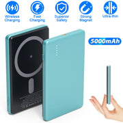 2 In 1 5000mAh 8MM Slim MagSafe Wireless Power Bank PD20W Magnetic Fast Charger Portable Phone Charger Fit for IOS Phone 15 14 13 12 Series And More