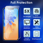 2Pcs HD Clear Screen Protectors Tempered Glass Film Full Coverage Screen Protector