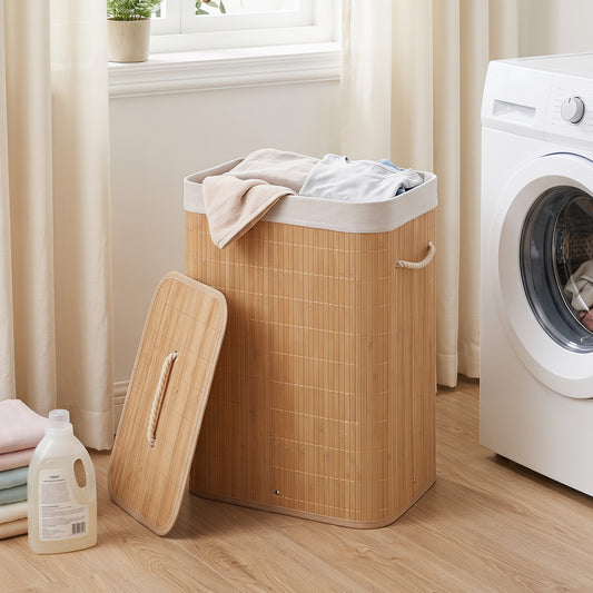 19 Gallon Bamboo Laundry Hamper with Removable Liner