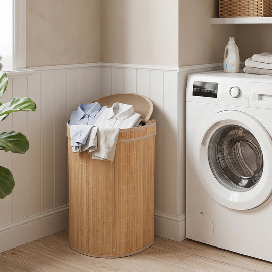 19 Gallon Bamboo Laundry Hamper with Zippered Lid
