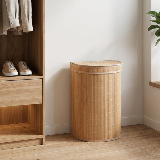 19 Gallon Bamboo Laundry Hamper with Zippered Lid
