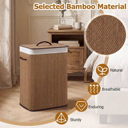 19 Gallon Bamboo Laundry Hamper with Removable Liner