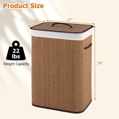 19 Gallon Bamboo Laundry Hamper with Removable Liner
