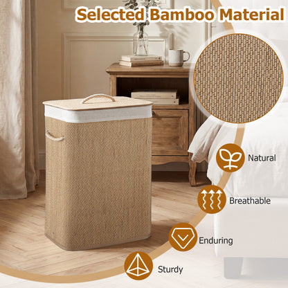 19 Gallon Bamboo Laundry Hamper with Removable Liner