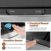 19 Gal Stainless Steel Trash Can with Kitchen Waste Bin and 2 Bottom Recycling Bins-Silver