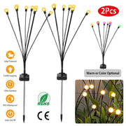 2Pcs Solar Firefly Lights Swaying Decorative Pathway Lamp