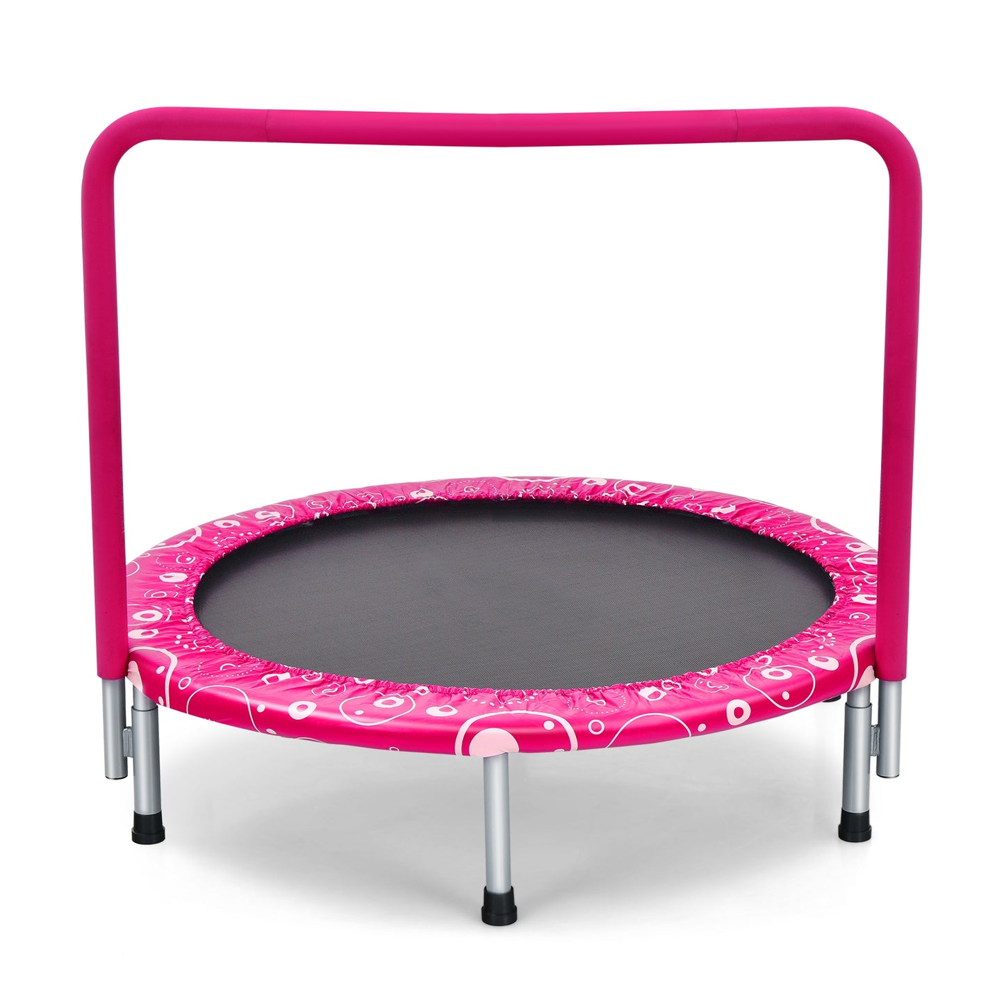 36 Inch Kids Trampoline Mini Rebounder with Full Covered Handrail-Orange - Pink