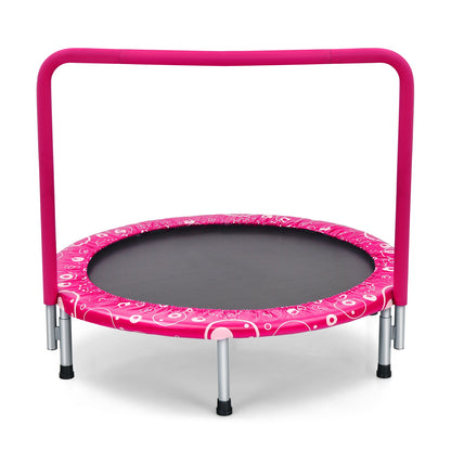 36 Inch Kids Trampoline Mini Rebounder with Full Covered Handrail-Orange - Pink