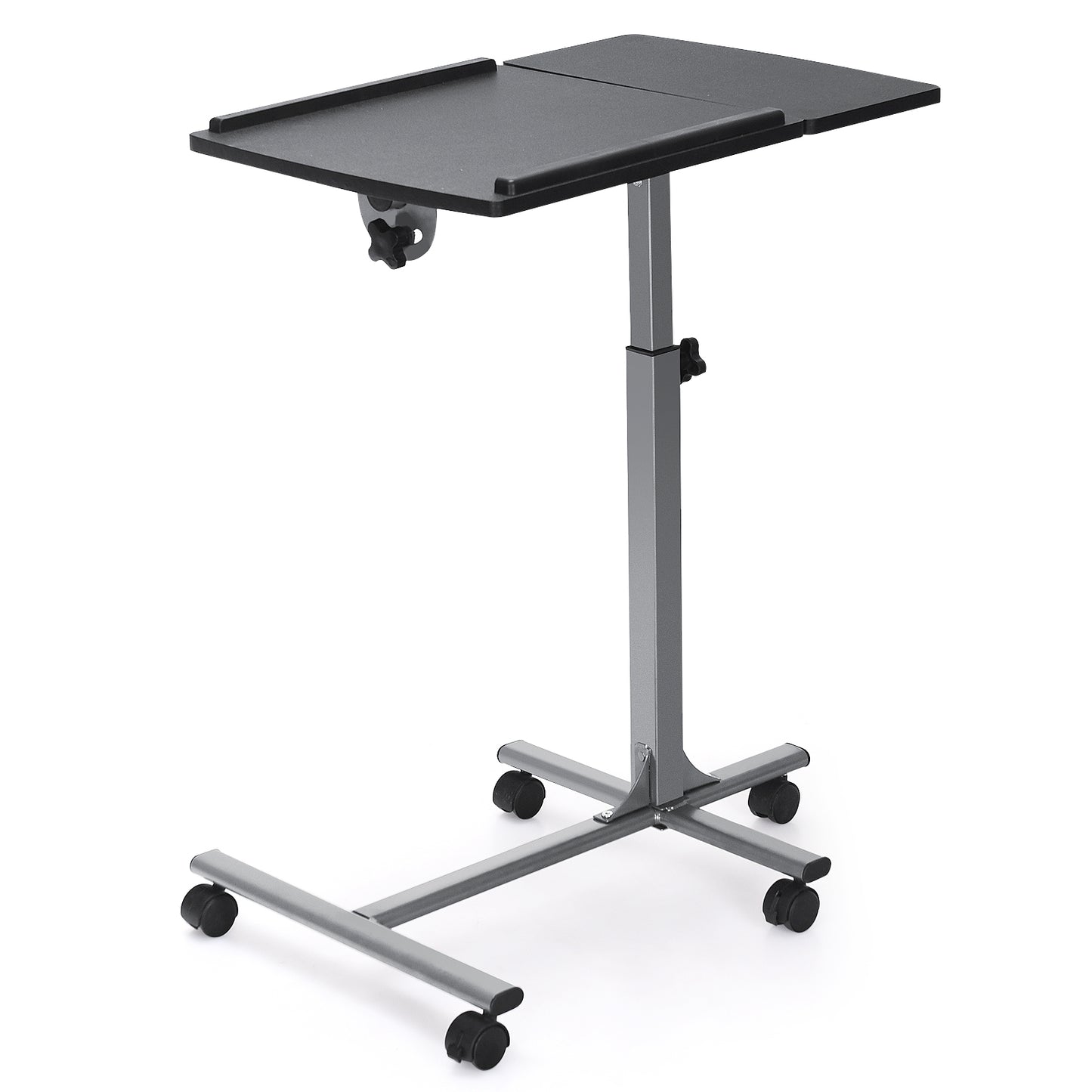 Adjustable Angle Height Rolling Laptop Table-White - Black