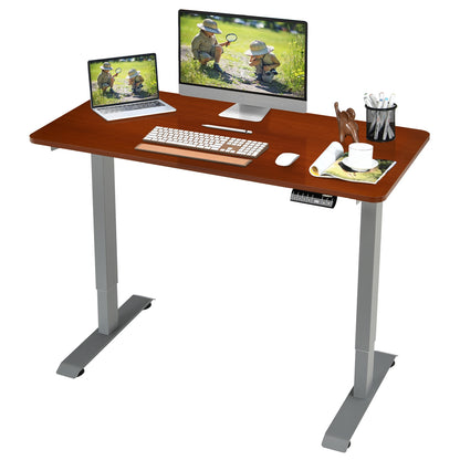 Electric Height Adjustable Standing Desk with Memory Controller-Coffee - Brown