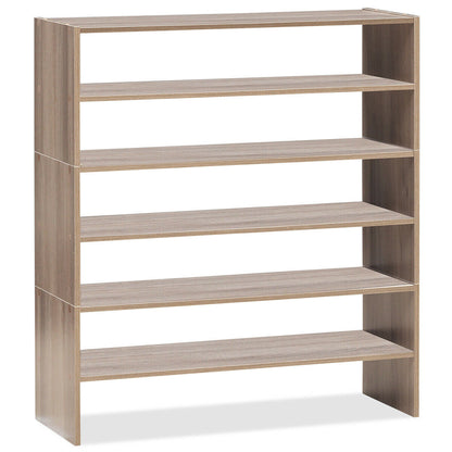 3 Pieces 31-Inch Stackable Multi-Shape Shoe Rack-Natural - Natural