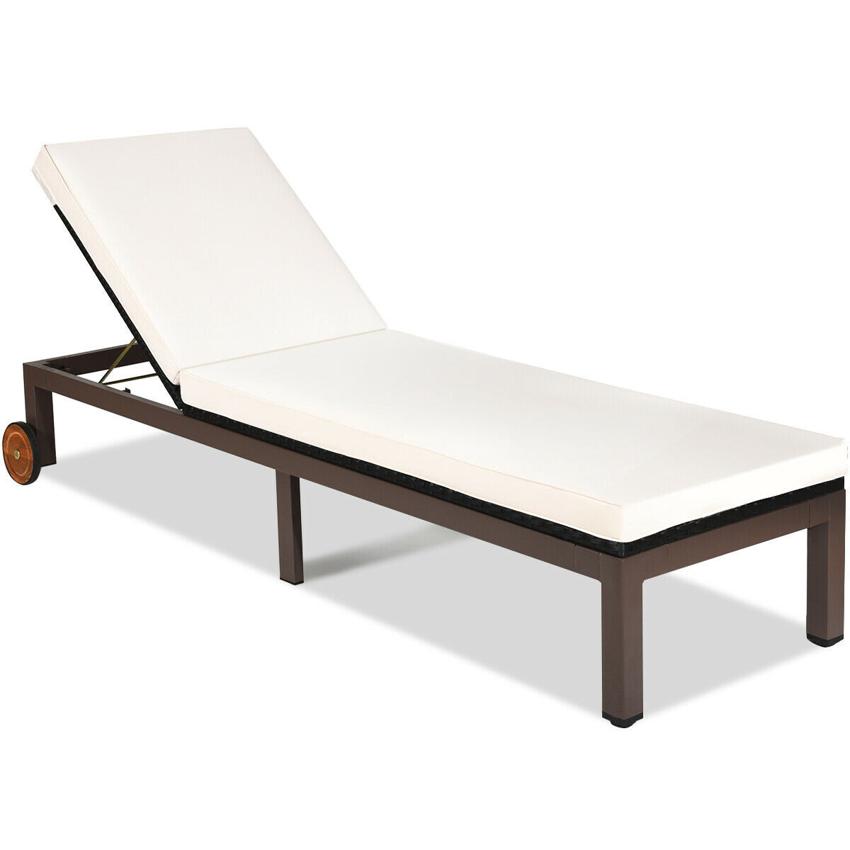 Back Adjustable Cushioned Patio Rattan Lounge Chair - Default