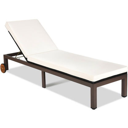 Back Adjustable Cushioned Patio Rattan Lounge Chair - Default