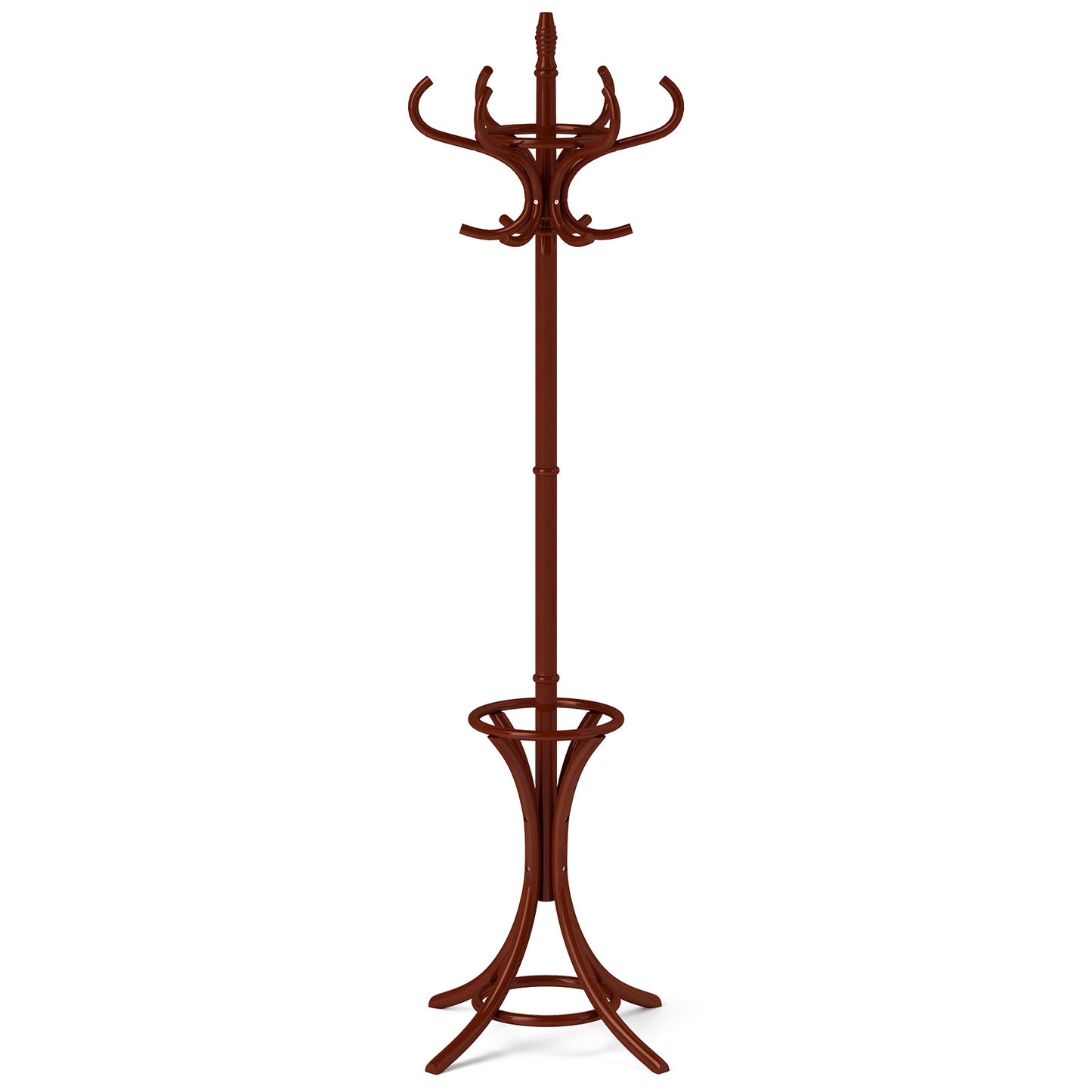 Wood Standing Hat Coat Rack with Umbrella Stand-Natural - Brown