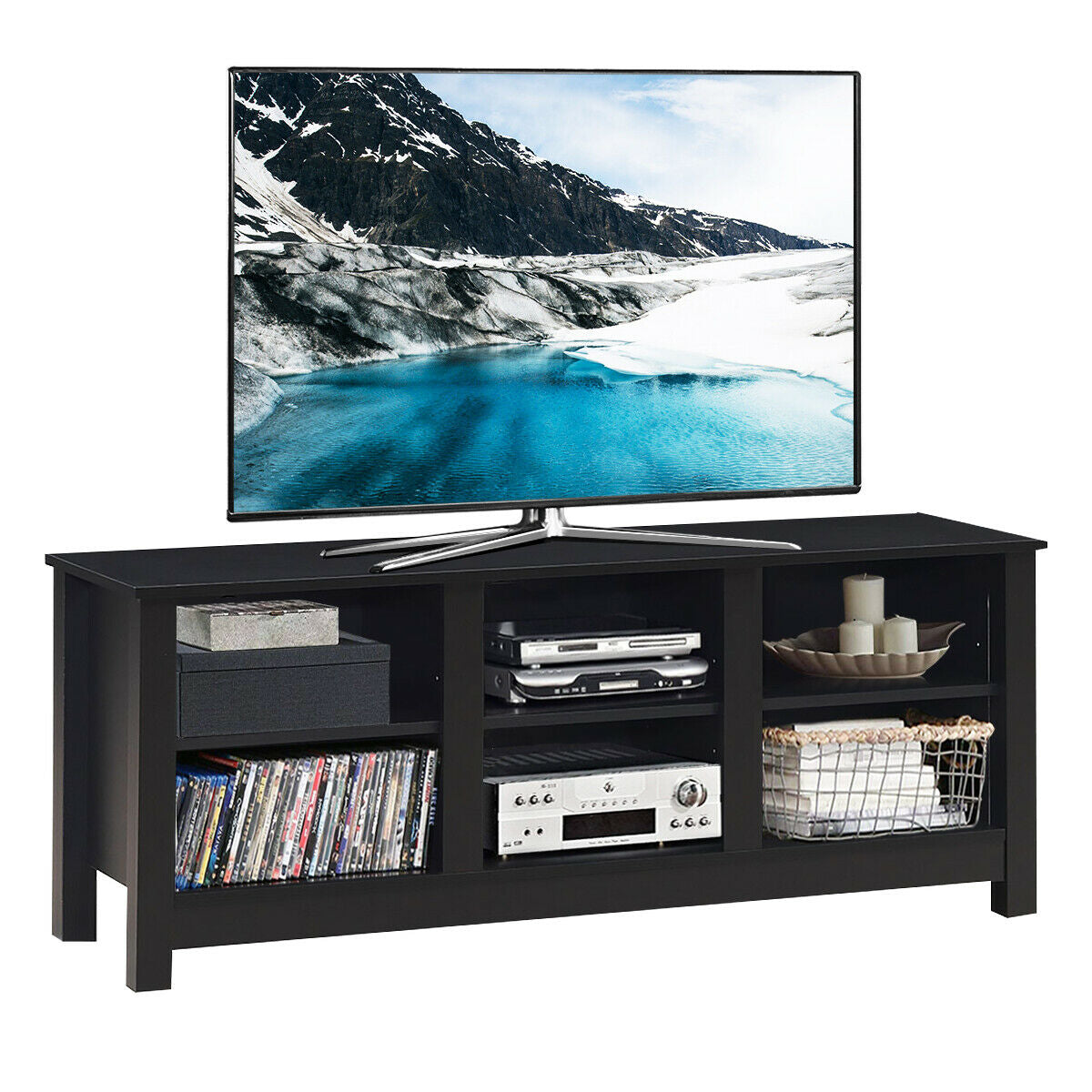 60 Inch Entertainment TV Stand Cabinet-Black