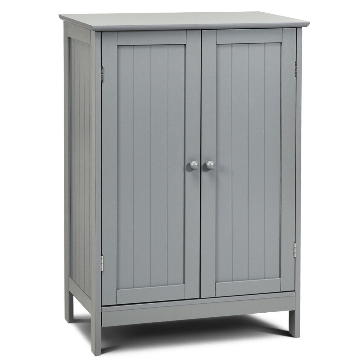 Bathroom Floor Storage Double Door Cupboard Cabinet-Gray - Gray