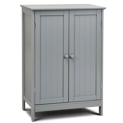 Bathroom Floor Storage Double Door Cupboard Cabinet-Gray - Gray