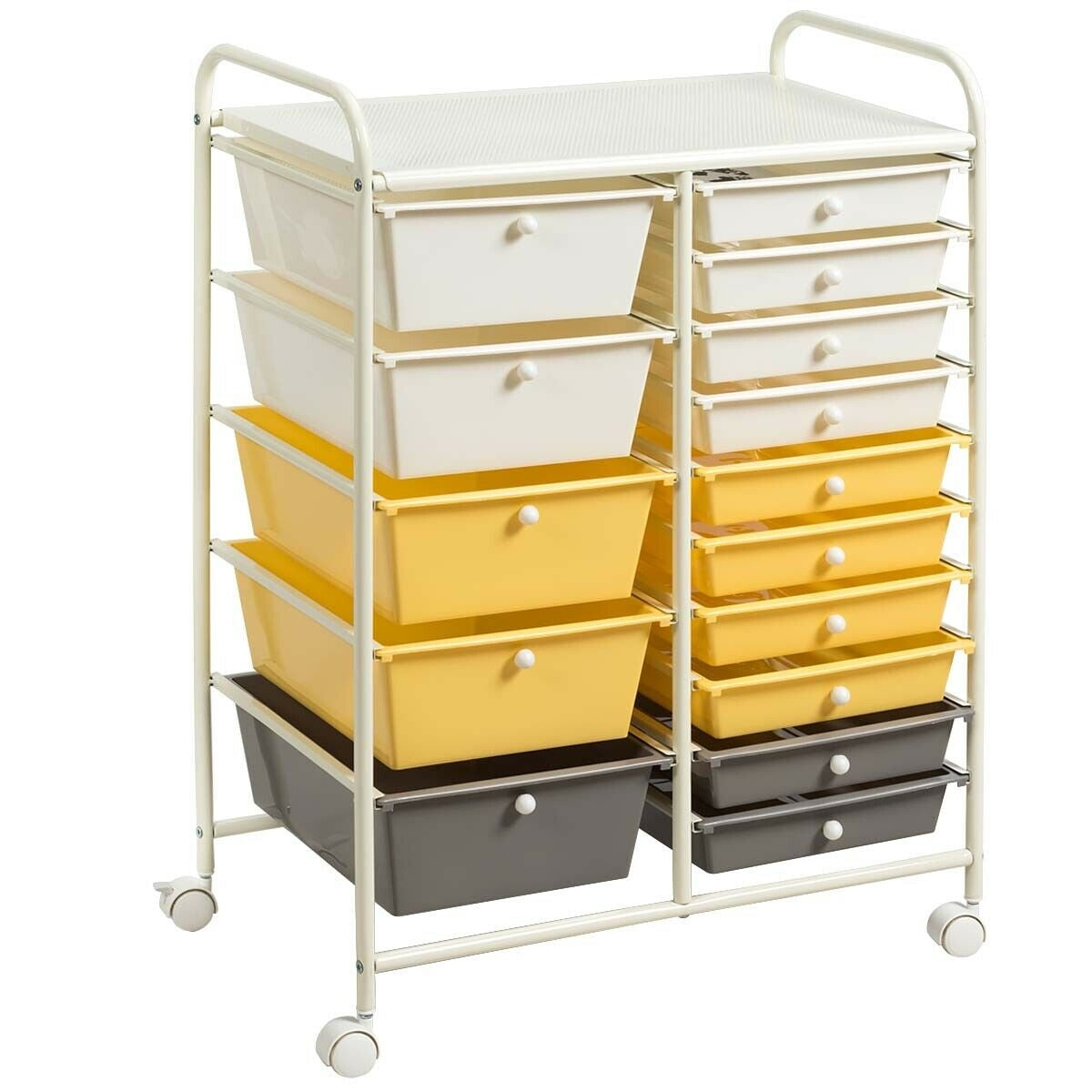 15-Drawer Utility Rolling Organizer Cart Multi-Use Storage-Purple - Yellow