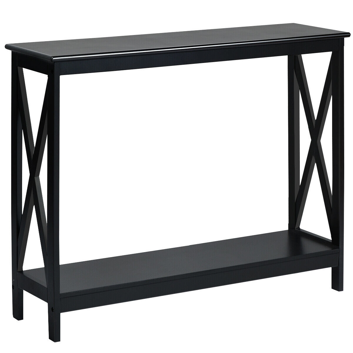 2-Tier Console X-Design Sofa Side Accent Table-White - Black