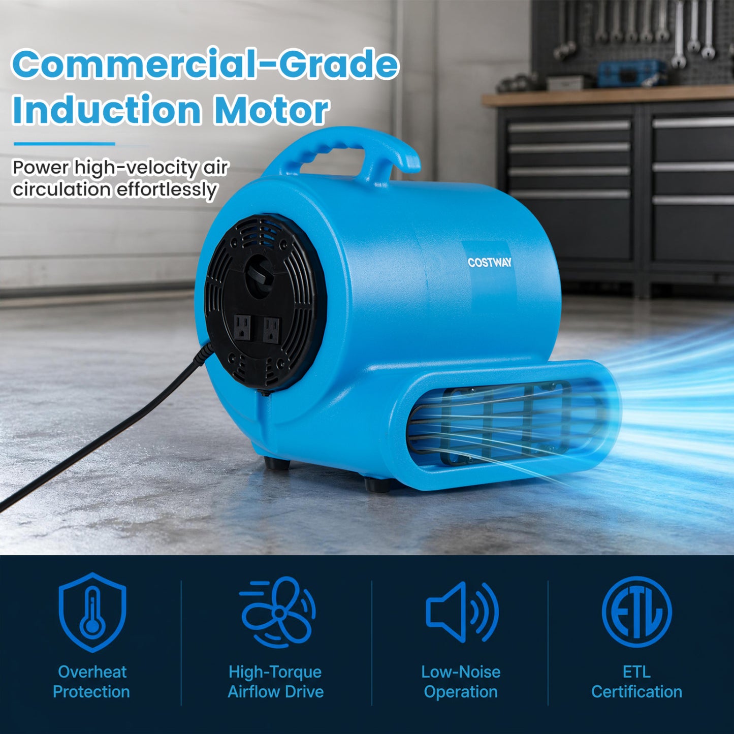 Air Mover Blower Fan 1000 CFM 3-Speed Commercial Grade