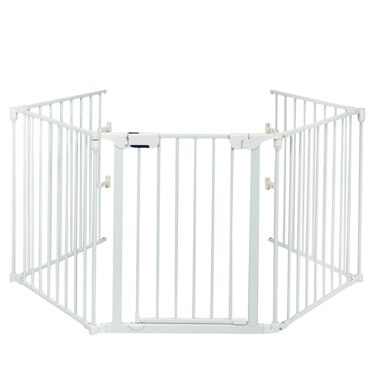 115 Inch Length 5 Panel Adjustable Wide Fireplace Fence-White - White
