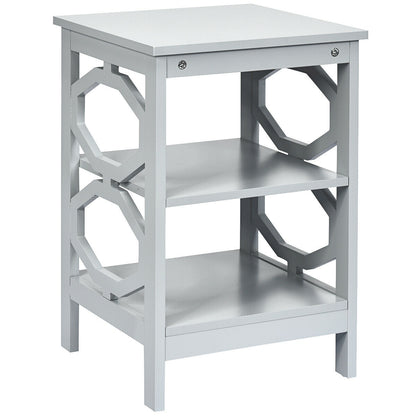 3-tier Nightstand Sofa Side End Accent Table-Black